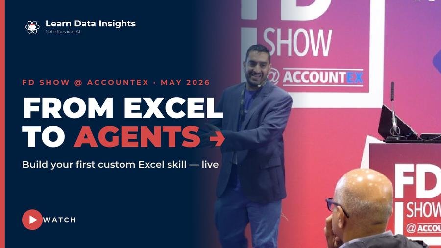 Rishi Sapra presenting "From Excel to Agents" on stage at FD Show, Accountex, May 2026