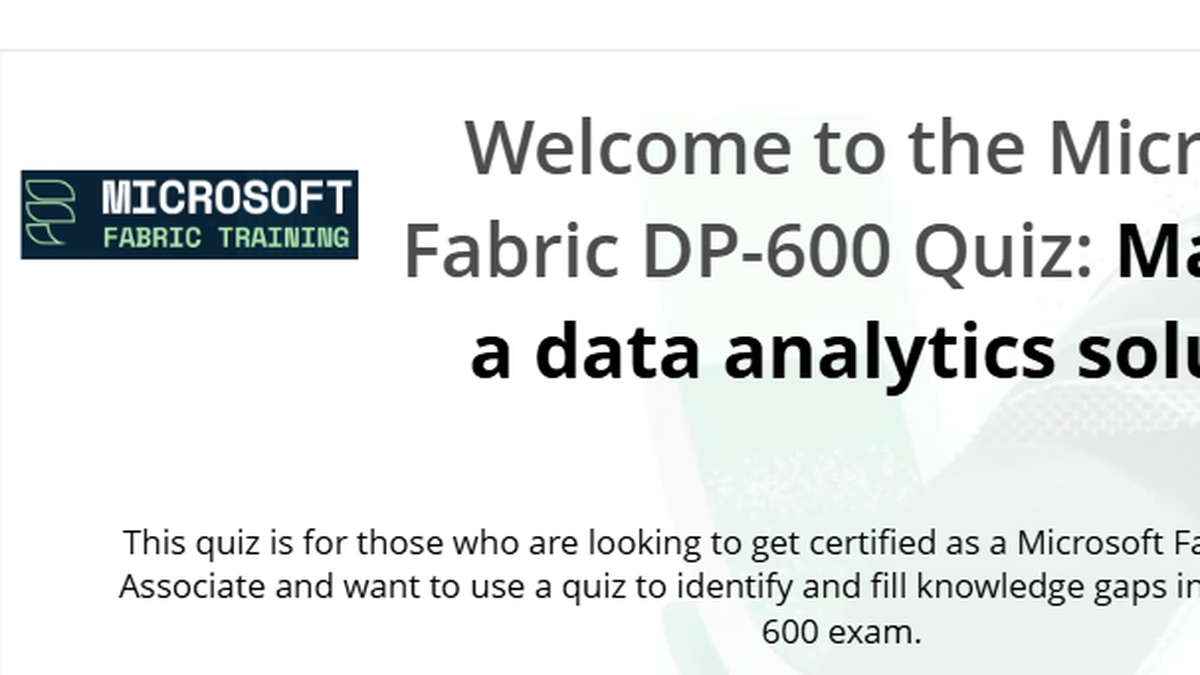 Microsoft Fabric Training DP-600 quiz course